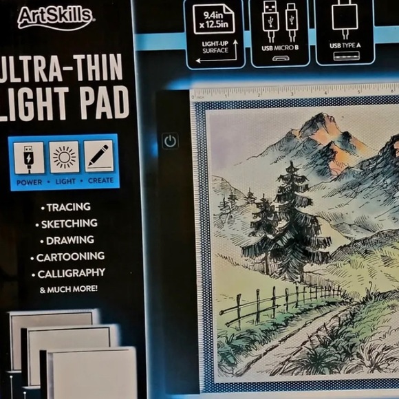 Backlight Drawing Pad Artists Trace Lighted Pad NIB - Picture 2 of 5